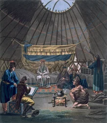 Innenraum einer Kalmuk-Jurte, 1812-13